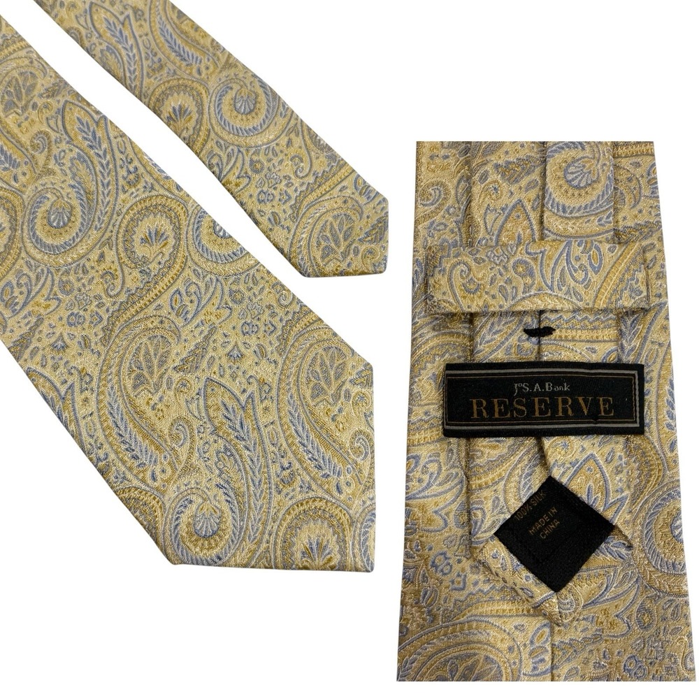 JoS A Bank Reserve Paisley Tie - Luxury 100% Silk Neck Tie - Picture 1 of 1